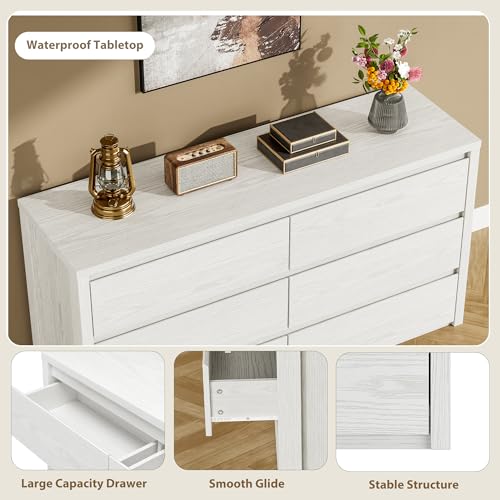 6 Drawer Dresser for Bedroom, Wood Chest of Drawers Handle Free, view 8