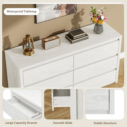 6 Drawer Dresser for Bedroom, Wood Chest of Drawers Handle Free, view 8