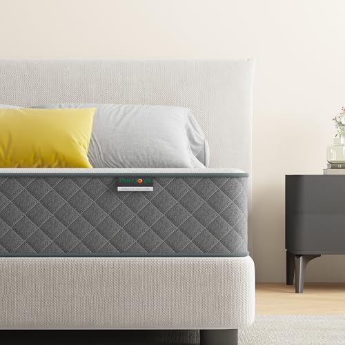 PurrJoys Firm Queen Mattress,10 Inch Hybrid Queen Size Mattress in a Box with Gel Memory Foam, Pocket Innerspring, Pressure Relief, Motion Isolation, Non-Fiberglass