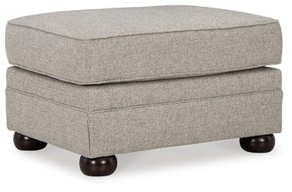 Signature Design by Ashley Gaelon Transitional Rectangular Upholstered Ottoman with Bun Legs, Light Brown