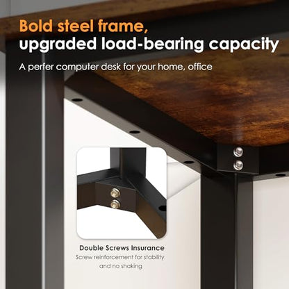 47 inch Computer Desk, Rustic Top, Black Metal Frame, Modern Simple, view 7