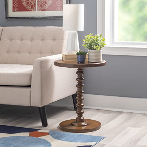 Powell Tarkin Round Hazelnut Turned Spindle Pedestal Side Accent Table