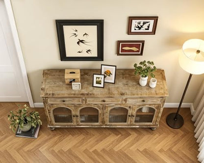 59"Solid Wood Sideboard Buffet Cabinet,Credenza Storage with Drawers, view 6