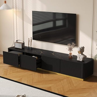 78.7" Black TV Stand for TVs up to 85", Modern Faux Marble Media Console, view 4
