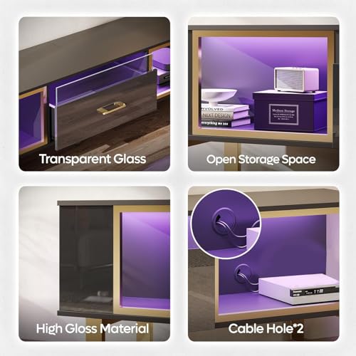 70 inch TV Stand with LED Lights for 75 inch TV, view 7
