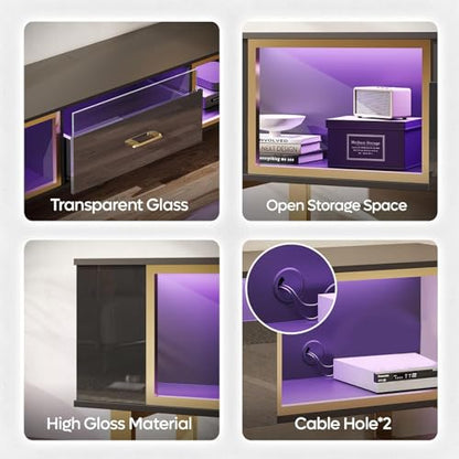 70 inch TV Stand with LED Lights for 75 inch TV, view 7