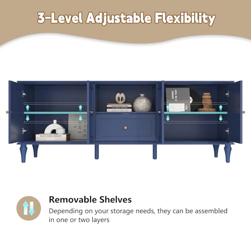 67" Mid-Century Modern TV Stand for TVs Up to 75 Inches, Blue, view 4