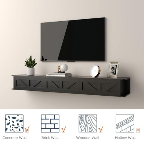 Black Floating TV Stand for 43 55 65 70 inch TV, view 5