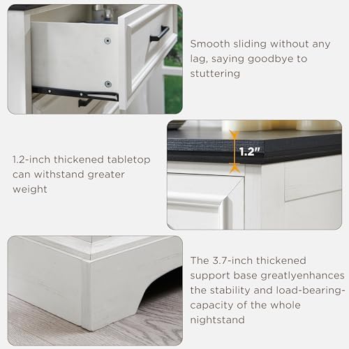 Farmhouse 8 Drawers Dresser Chests for Bedroom, Antique White, view 6