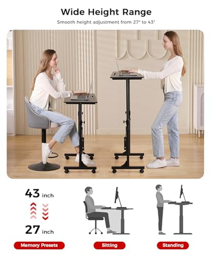 Standing Desk Adjustable Height, Mobile Stand Up Desk with Wheels, view 4