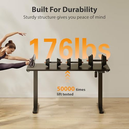 Standing Desk, 55x24 Inches Sit Stand Home Office Desk, Electric Stand up Desk, Adjustable Desk with Splice Board, Black Frame/Black Top