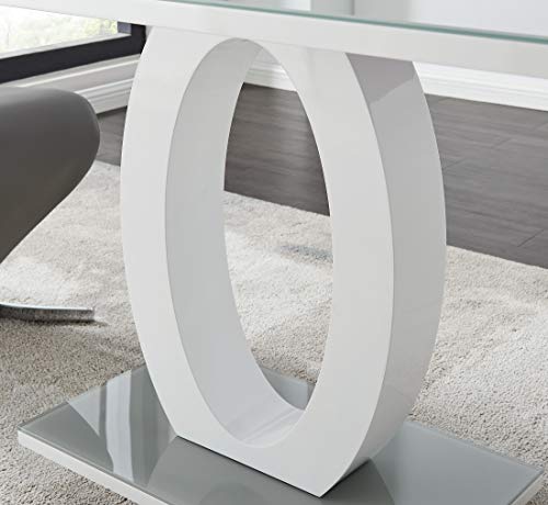 Giovani Modern Stylish Grey/White High Gloss Glass Dining Table and 6 Modern Lorenzo Chairs Set (Dining Table Only)