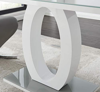 Giovani Modern Stylish Grey/White High Gloss Glass Dining Table and 6 Modern Lorenzo Chairs Set (Dining Table Only)