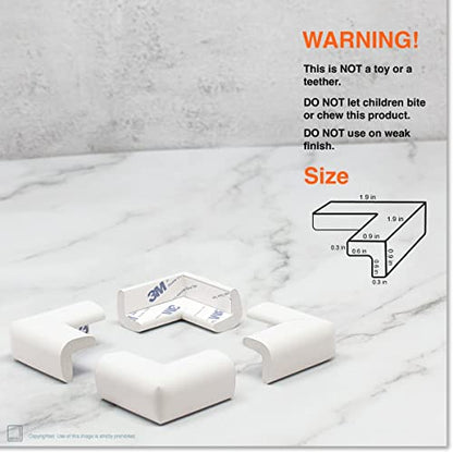 Slimfit Corner Edge Protector for Baby Proofing (Small 15ft Edge 4 Corners), Furniture Safety Bumper Guard, Soft NBR Rubber Foam, 3M Adhesive, Oyster White (Off White)