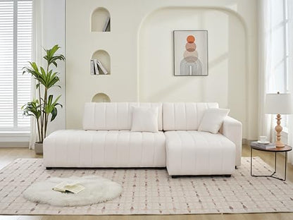 Plush L Shaped Tufted Corner Sofa with Decorative Pillows