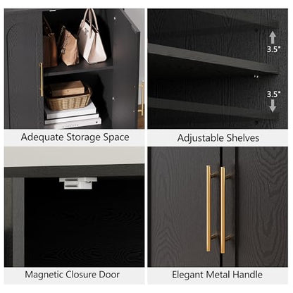 31.5" Modern Sideboard Buffet Cabinet with Storage, Black, view 5