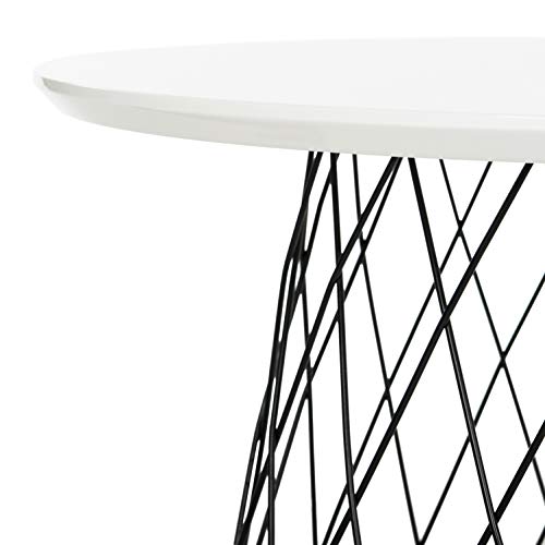 Safavieh FOX4245C Home Collection Roper Retro Mid-Century White and Black Wood End Table