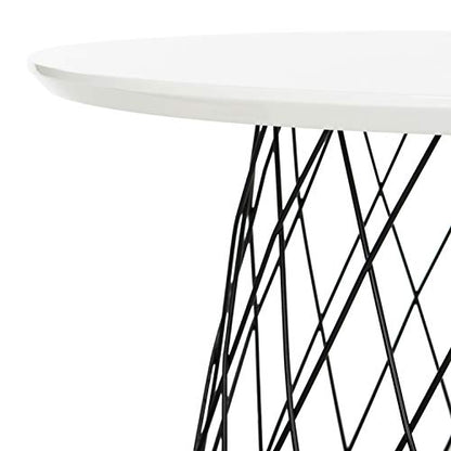 Safavieh FOX4245C Home Collection Roper Retro Mid-Century White and Black Wood End Table