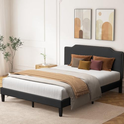 Queen Size Bed Frame with Adjustable Headboard Platform, view 8