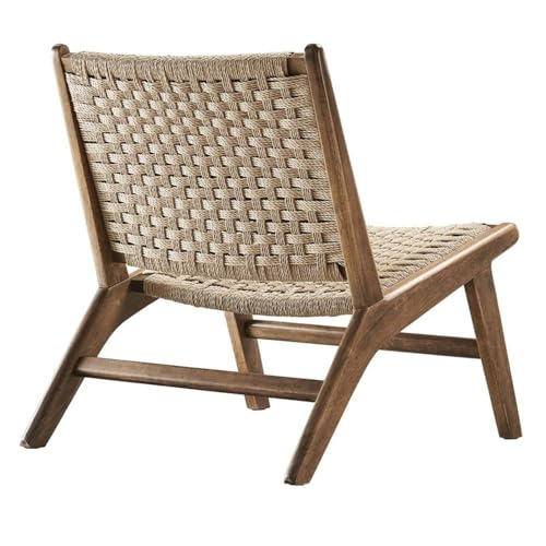 Saoirse Woven Rope Wood Accent Lounge Chair in Walnut Natural