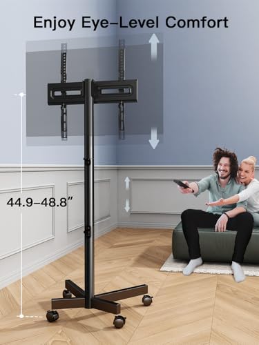 Rolling TV Stand for 23–62 Inch TVs, Outdoor Mobile TV Cart Holds up to 99 lbs, Portable TV Stand on Wheels for Bedroom and Living Room, Max VESA 400x400mm, PSTVMC04B-B