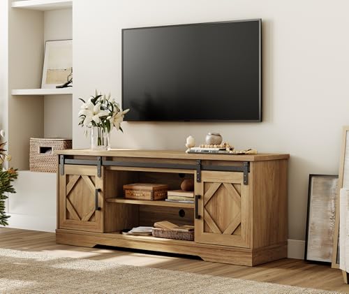 Farmhouse Style TV Stand for 55-65 inch TV w/Distressed Wood Finish, view 4