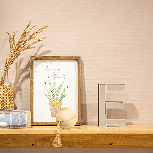 7-inch Tall Mirrored Glass and Wood Decorative Letter, Home-Bedroom-Office Wall Décor. Perfect Fun Gift to Encourage Girls, Young Ladies & Teens. (E)