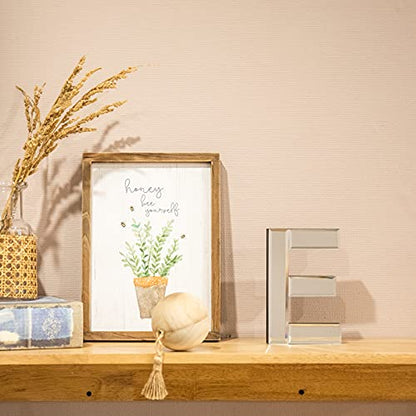 7-inch Tall Mirrored Glass and Wood Decorative Letter, Home-Bedroom-Office Wall Décor. Perfect Fun Gift to Encourage Girls, Young Ladies & Teens. (E)