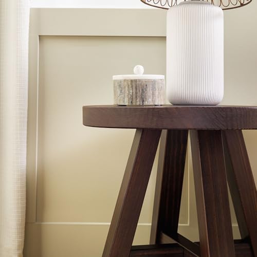 Colt Modern Farmhouse Solid Wood Round Side Table, 18 Inch, Espresso