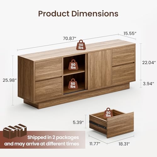 70'' TV Stand for TVs Up to 75'', view 3