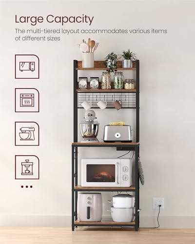 Bakers Rack with Power Outlet, 23.6 Inches Microwave Stand, view 5