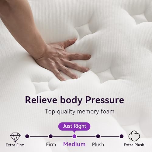 12 Inch Queen Size Hybrid Mattress in a Box, CertiPUR-US Certified Mattress with Gel Memory Foam and Pocket Springs,Pressure Relief &Medium Firm,100-Night Trial