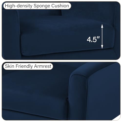 Accent Chair, Mid-Century Modern Fabric Chairs with Arms for Living Room, Comfy Upholstered Club Single Sofa Armchair for Bedroom Waiting Room with Solid Wood Frame
