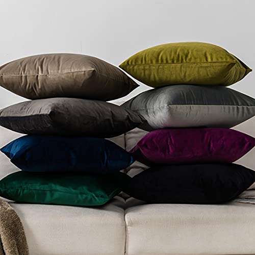 Purple Decorative Lumbar Velvet Throw Pillow Covers 16x24 inch Set of 2 with Zipper Luxury Soft Solid Rectangle Cushion Covers Case for Sofa Couch Bed Living Room
