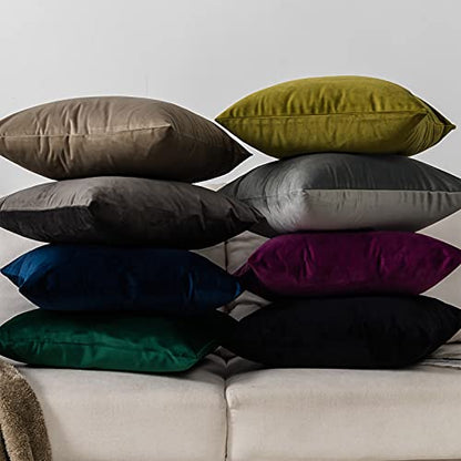 Purple Decorative Lumbar Velvet Throw Pillow Covers 16x24 inch Set of 2 with Zipper Luxury Soft Solid Rectangle Cushion Covers Case for Sofa Couch Bed Living Room