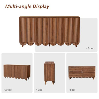 63" Buffet Cabinet with Scalloped Arched Doors, view 7