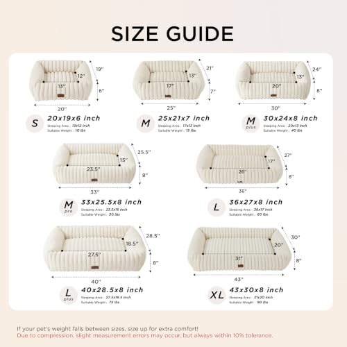 ComfyFleece® Cute Dog Bed for Small Medium Dogs Washable,25in Cream, view 7