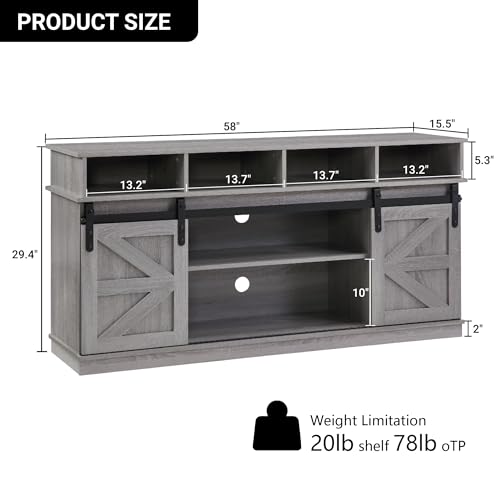 TV Stand Sliding Barn Door Modern&Farmhouse Wood Entertainment Center, view 3