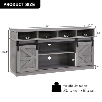 TV Stand Sliding Barn Door Modern&Farmhouse Wood Entertainment Center, view 3