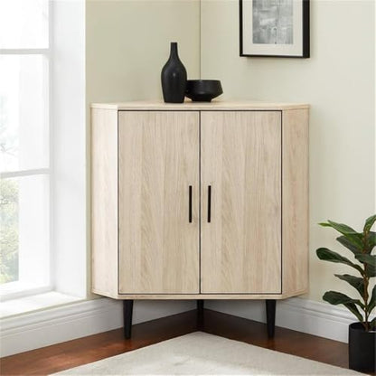 Saxon Mid-Century Modern 2-Door Corner Accent Cabinet 30 Inch Birch