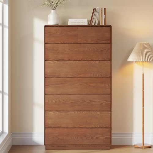 Solid Wood Dresser, 62.3" Tall Dresser Chest of Drawers, Brown, view 7
