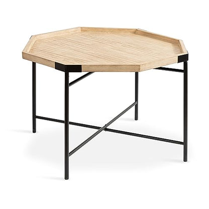 Occonor Two-Tone Octagon Coffee Table; 28 x 26 x 18; Natural Brown and Black; Transitional Mixed Materials Living Room Table with Resilient Wood Construction