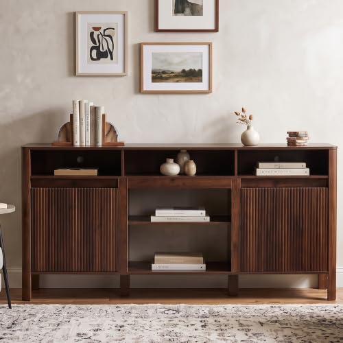68" Mid Century Modern TV Stands for Living Room, Fulted TV Stand, view 7