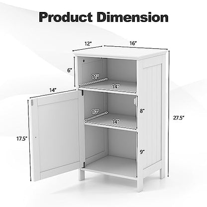 Small Bathroom Storage, Bathroom Floor Cabinet Freestanding with Doors & 3-Position Adjustable Shelves, Wood Small Cabinet for Living Room, Laundry Room, Apartment