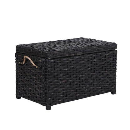 HPM9003D Jacob 31.5" Handwoven Wicker Storage Trunk, Distressed Black, Collapsible for flat storage, for Office, Dorm Room, Entryway, Bedroom, Dining Room