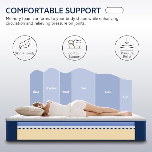 Queen Mattress 12 Inch, Queen Cooling Gel Memory Foam Mattress, view 5