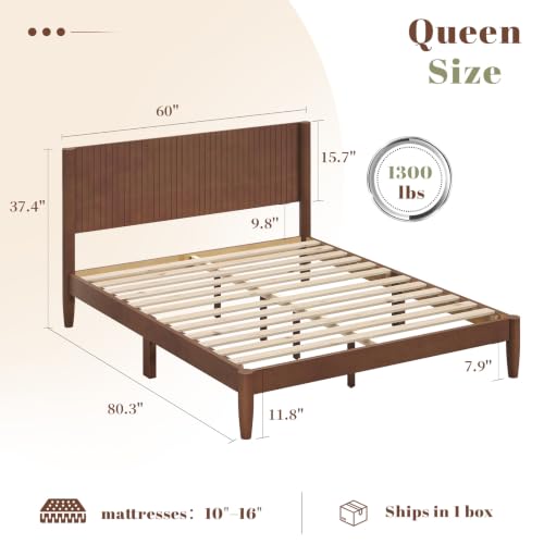 Solid Wood Queen Bed Frame, view 3