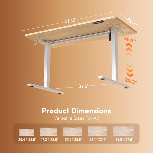 Standing Desk 48 × 24 Inch Electric Height Adjustable, Maple, view 4