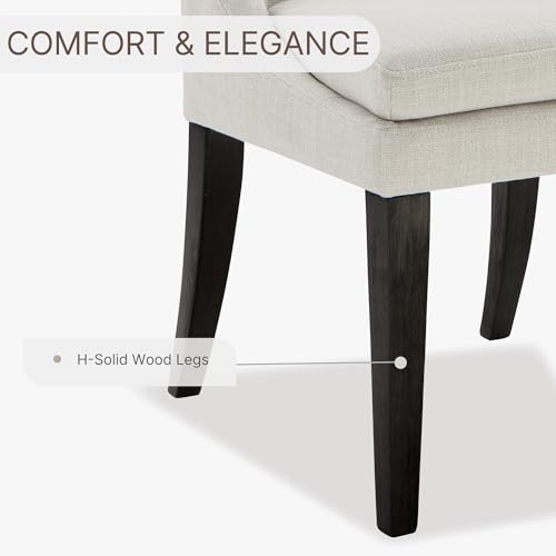 Upholstered Dining Chairs Modern Sidechair Performance Fabric High Back Armlesschair for Diningroom Kitchen,Cream,Set of 2(1 Box)