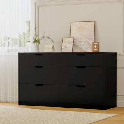 Dresser for Bedroom with 6 Drawers, 47.2" Modern Dressers, Black, view 8